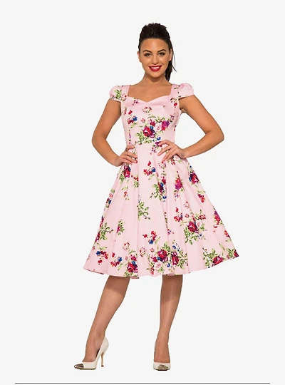Pink Floral Swing Dress