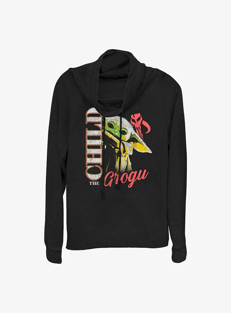 Star Wars The Mandalorian Grogu Peek Cowl Neck Long-Sleeve Top