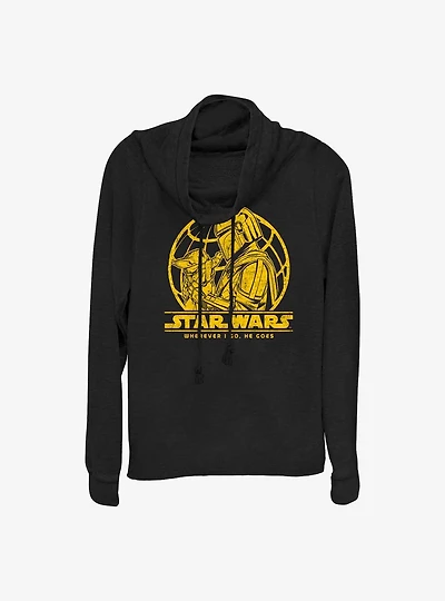 Star Wars The Mandalorian I Go He Goes Cowl Neck Long-Sleeve Top