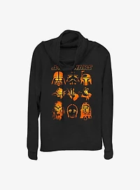 Star Wars Galaxy Faces Cowl Neck Long-Sleeve Top