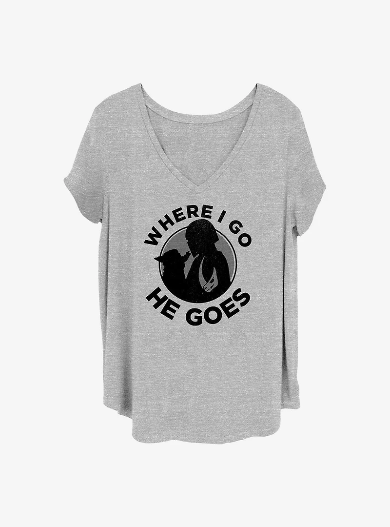 Star Wars The Mandalorian Where I Go He Goes Girls T-Shirt Plus