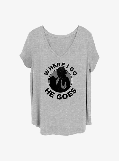 Star Wars The Mandalorian Where I Go He Goes Girls T-Shirt Plus