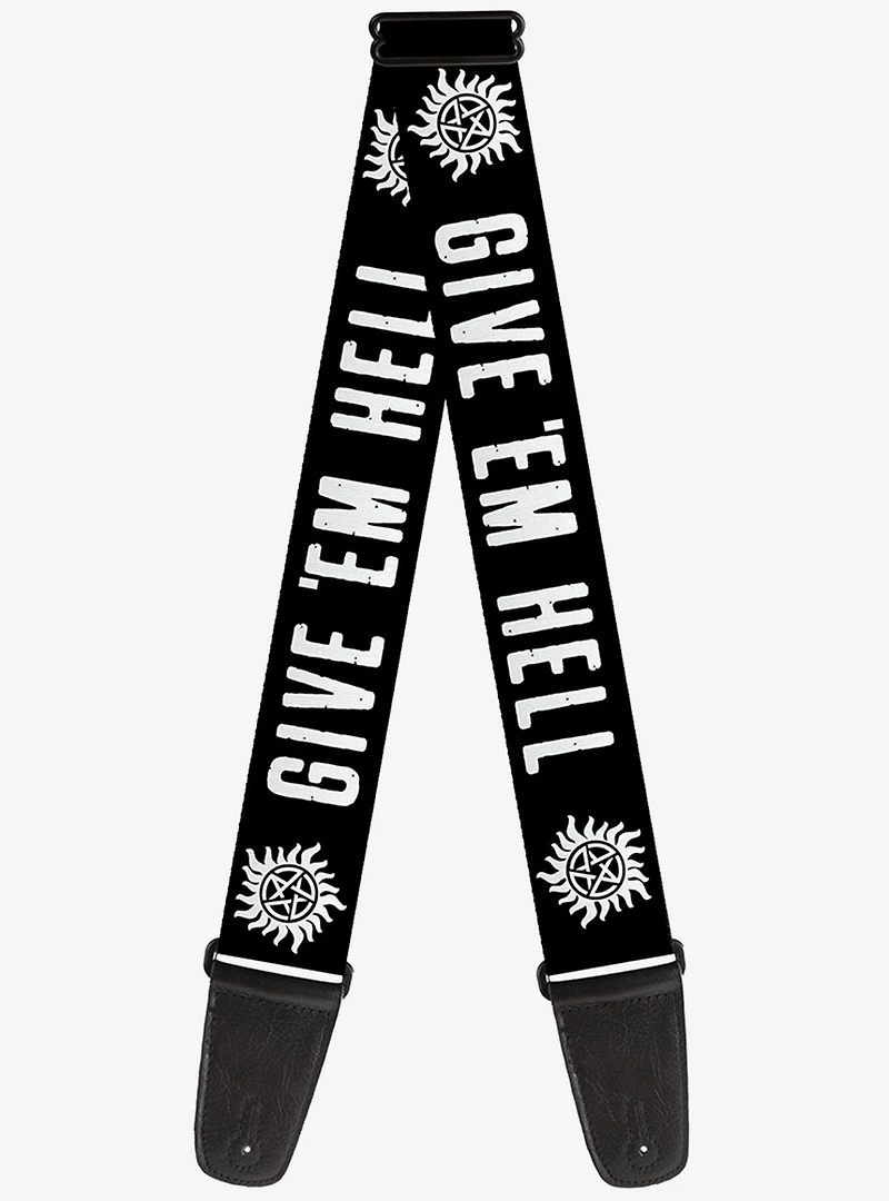 Supernatural Winchester Pentagram Give Em Hell Guitar Strap