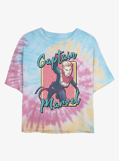 Marvel Captain 90's Tie Dye Crop Girls T-Shirt