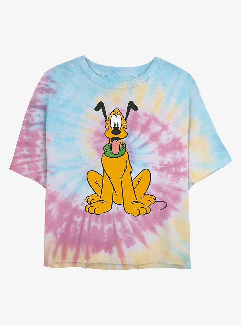 Disney Pluto Classic Pluto Tie Dye Crop Girls T-Shirt