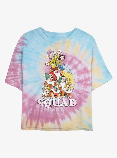 Disney Snow White and the Seven Dwarfs Squad Dwarfs Tie Dye Crop Girls T-Shirt