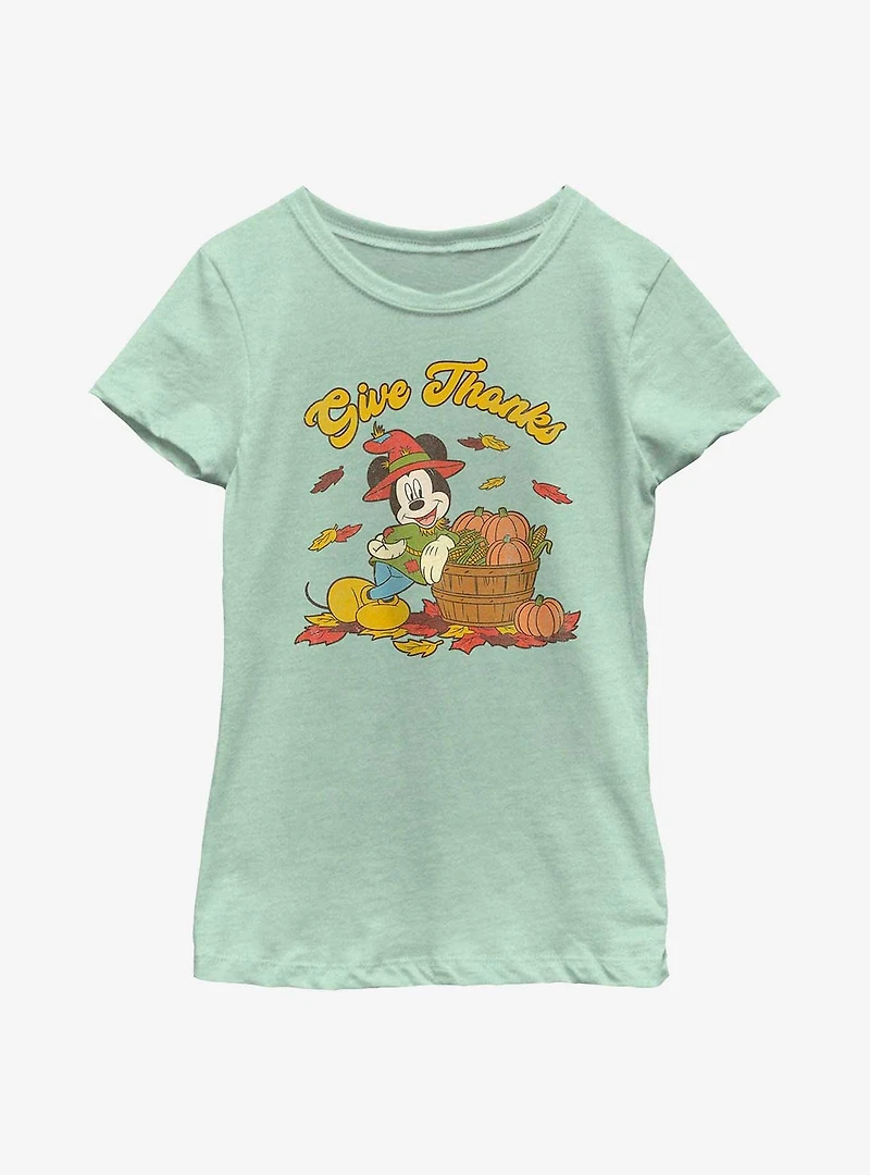 Disney Mickey Mouse Give Thanks Youth Girls T-Shirt