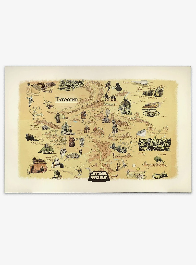 Star Wars Tatooine Map Canvas Wall Decor