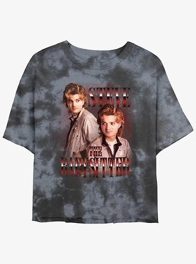 Stranger Things Steve The Babysitter Mineral Wash Crop Girls T-Shirt