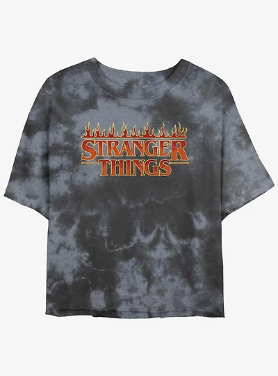 Stranger Things Fire Logo Mineral Wash Crop Girls T-Shirt