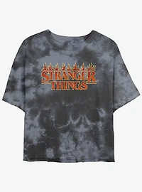 Stranger Things Fire Logo Mineral Wash Crop Girls T-Shirt