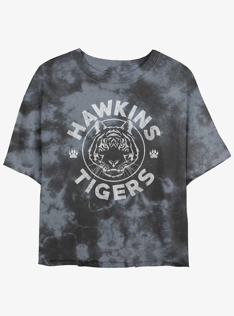 Stranger Things Hawkins Tigers Mineral Wash Crop Girls T-Shirt