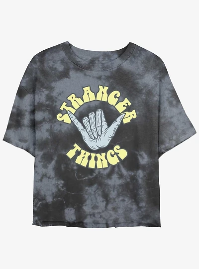 Stranger Things Rad Things Mineral Wash Crop Girls T-Shirt