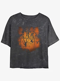 Stranger Things Upside Down Mineral Wash Crop Girls T-Shirt