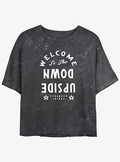 Stranger Things Welcome to the Upside Down Mineral Wash Crop Girls T-Shirt