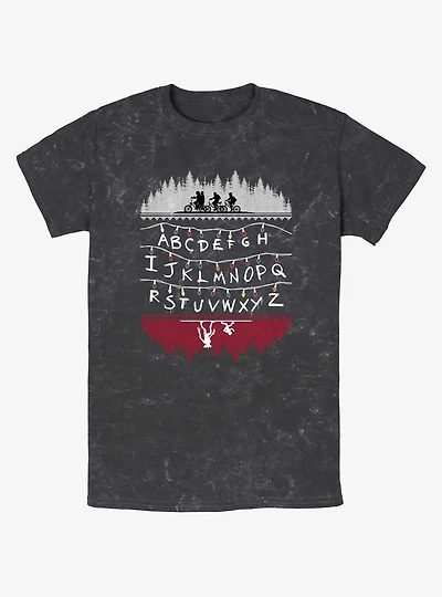 Stranger Things Alphabet Lights Mineral Wash T-Shirt