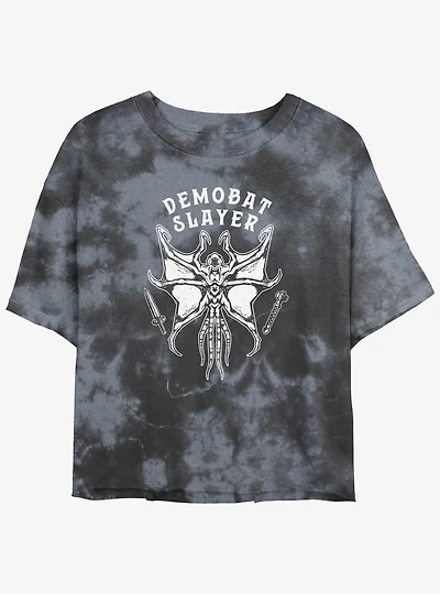 Stranger Things Demobat Slayer Mineral Wash Crop Girls T-Shirt