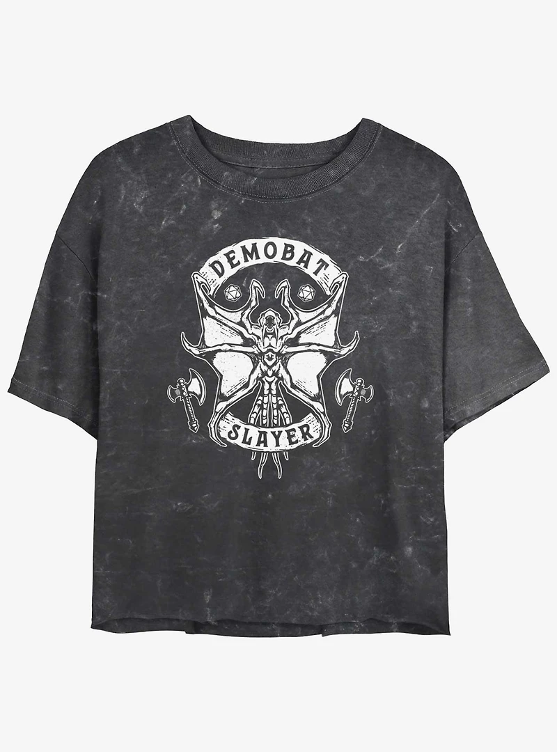 Stranger Things Demobat Slayer Mineral Wash Crop Girls T-Shirt