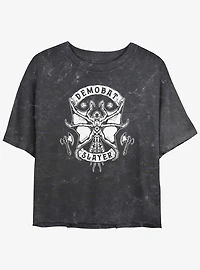 Stranger Things Demobat Slayer Mineral Wash Crop Girls T-Shirt