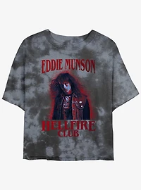 Stranger Things Eddie Munson Hellfire Club Mineral Wash Crop Girls T-Shirt
