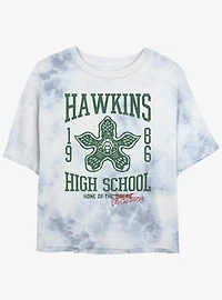 Stranger Things Hawkins High Demogorgons Mineral Wash Crop Girls T-Shirt