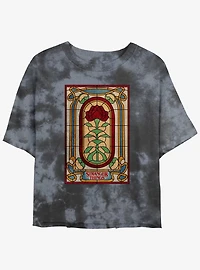 Stranger Things Stained Glass Mineral Wash Crop Girls T-Shirt