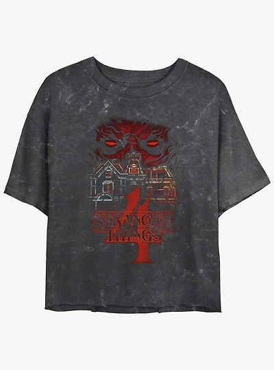 Stranger Things Vecna House Mineral Wash Crop Girls T-Shirt