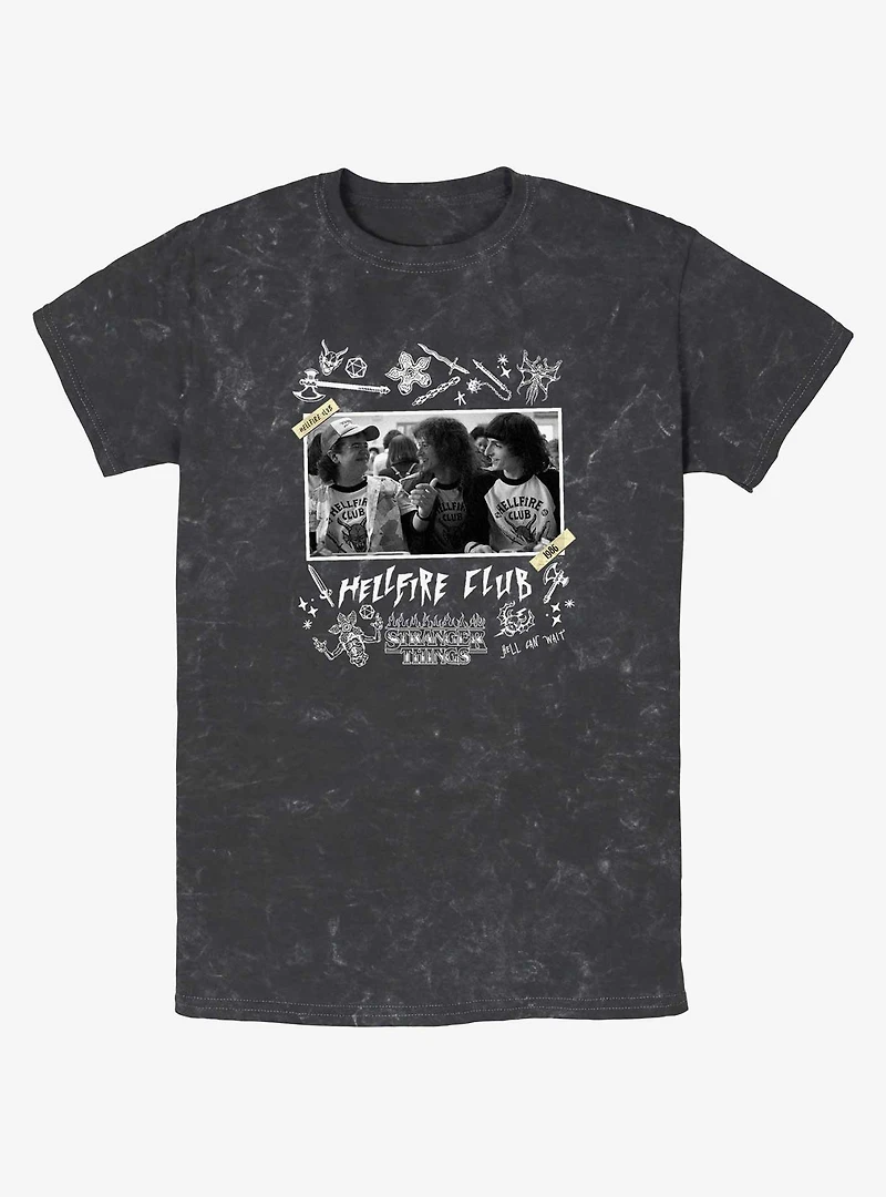 Stranger Things Hellfire Club Scrapbook Mineral Wash T-Shirt