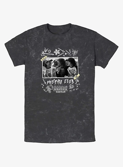 Stranger Things Hellfire Club Scrapbook Mineral Wash T-Shirt