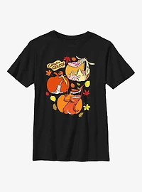 Cow And Chicken Pumpkin Portraits Youth T-Shirt