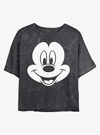 Disney Mickey Mouse Big Face Mickey Mineral Wash Crop Girls T-Shirt
