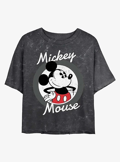 Disney Mickey Mouse Classic Mickey Mineral Wash Crop Girls T-Shirt