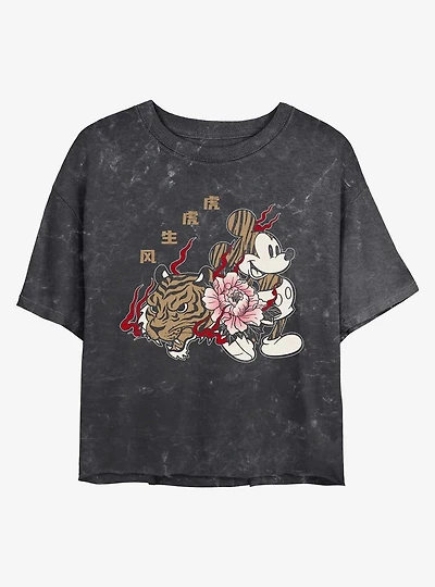 Disney Mickey Mouse New Year Mineral Wash Crop Girls T-Shirt