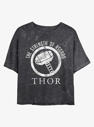 Marvel Thor Strength of Asgard Mineral Wash Crop Girls T-Shirt