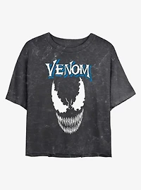 Marvel Venom Face Mineral Wash Crop Girls T-Shirt