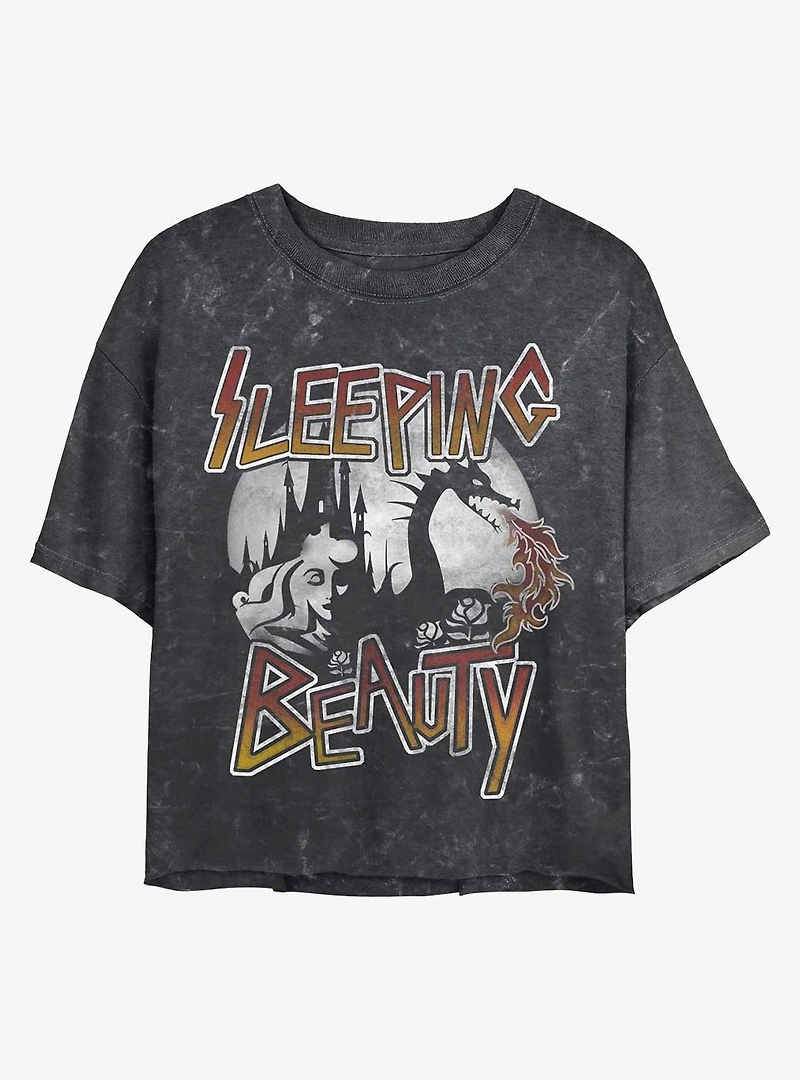 Disney Princesses Sleeping Beauty Mineral Wash Crop Girls T-Shirt