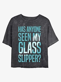 Disney Princesses Missing Glass Slipper Mineral Wash Crop Girls T-Shirt