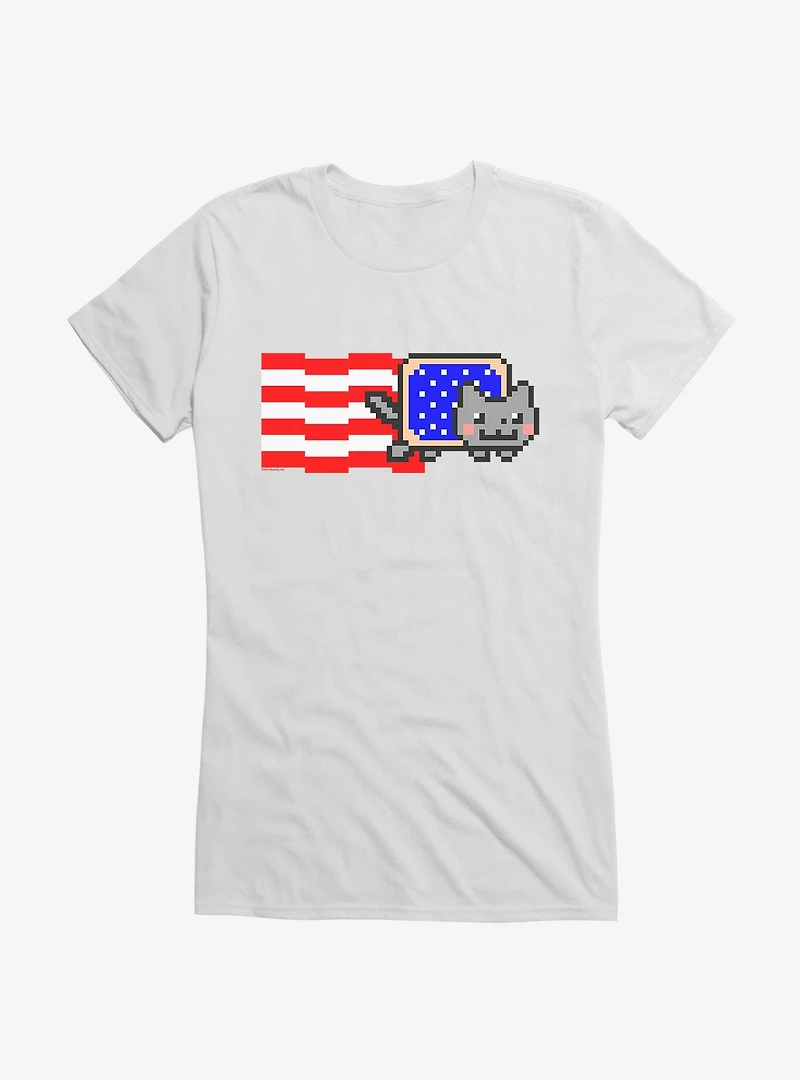 Nyan Cat American Flag Girls T-Shirt