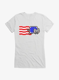 Nyan Cat American Flag Girls T-Shirt