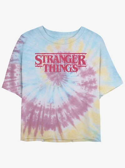 Stranger Things Spooky Logo Tie-Dye Womens Crop T-Shirt