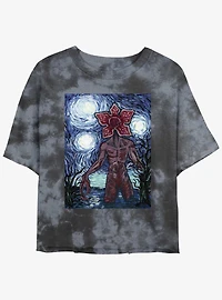 Stranger Things Starry Demogorgon Tie-Dye Womens Crop T-Shirt