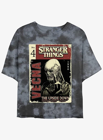 Stranger Things Vecna Pulp Comic Tie-Dye Womens Crop T-Shirt