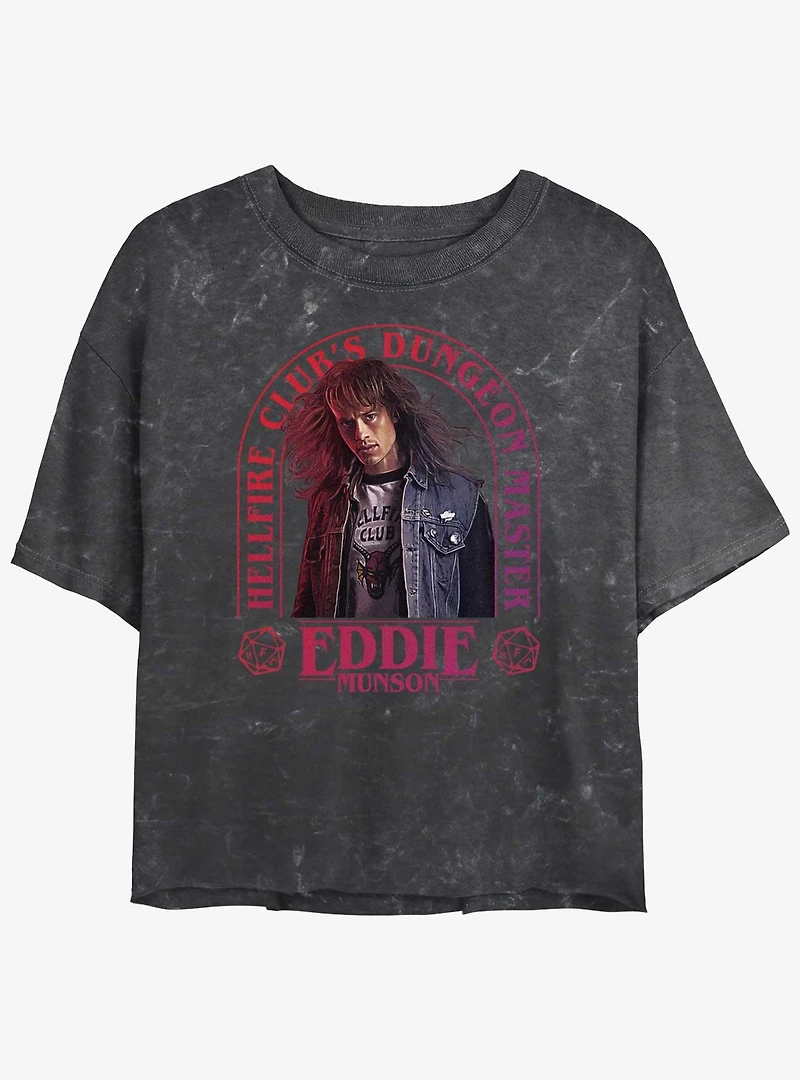 Stranger Things Dungeon Master Eddie Munson Mineral Wash Womens Crop T-Shirt