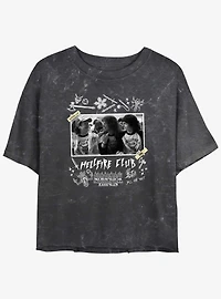 Stranger Things Hellfire Club Scrapbook Mineral Wash Womens Crop T-Shirt