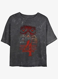 Stranger Things Vecna House Mineral Wash Womens Crop T-Shirt