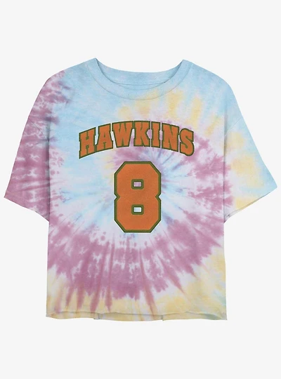 Stranger Things Hawkins Eight Tie-Dye Womens Crop T-Shirt