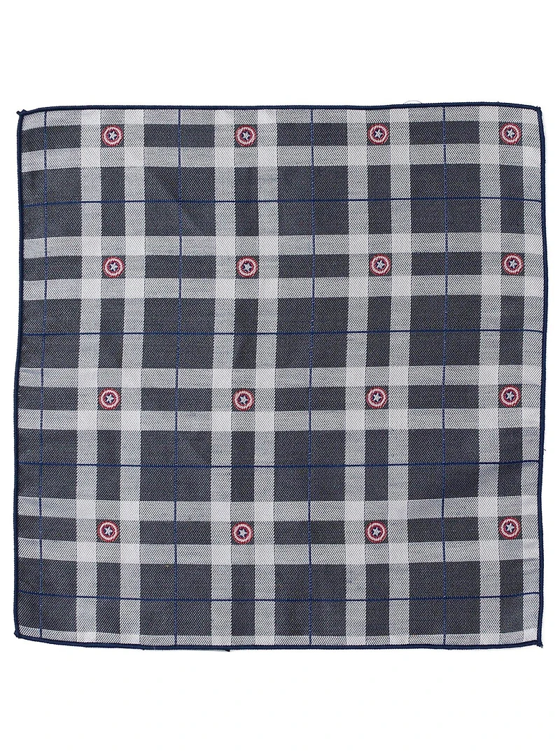 Marvel Captain America Gray Plaid Pocket Square