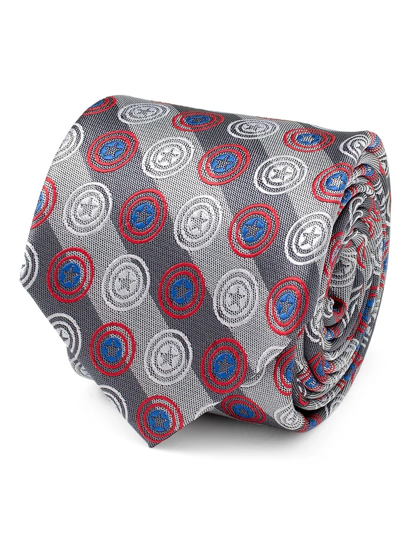 Marvel Captain America Shields Grey Stripe Men's Tie