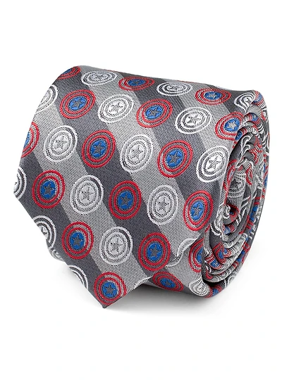 Marvel Captain America Shields Grey Stripe Men's Tie