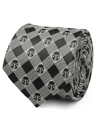 Star Wars The Mandalorian Plaid Black Gray Men's Tie